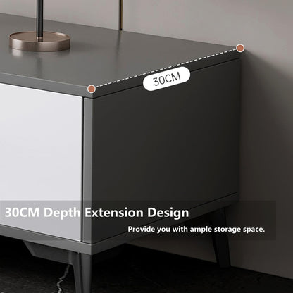 TV Table Multifunctional TV Cabinet, Simple Style Media Storage Stand Console Table with 2 Drawers 3 Layer Storage Shelves, for Living Room 120x30x40cm (Black&Gray)