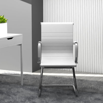 Mahmayi Ut C031V Visitors Chair, Waiting Room & Reception Pu Chair, Thick Padding Seat Ergonomic Executive Chair Fixed Armrest Chair Home Office Chair, Durable Base Visitor Armchair White, Ut-C031V-Wt
