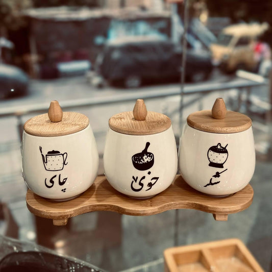 Coffee Corner Set Oval 3 * 1 (Sugar - Khoy - Jay) Code K