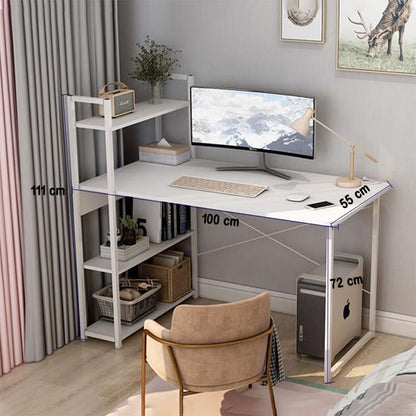 YJGET Computer Desk 100 * 55cm with Storage Shelves Study Writing Table for Home Office, Modern Simple Style