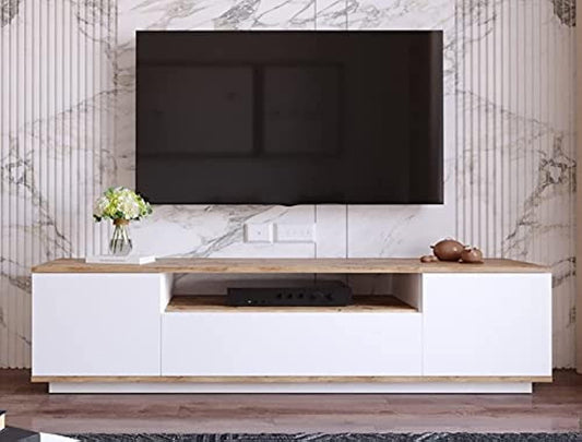 Ifurniture Multi TV Unit Table (White and Beige, 2725618472824)