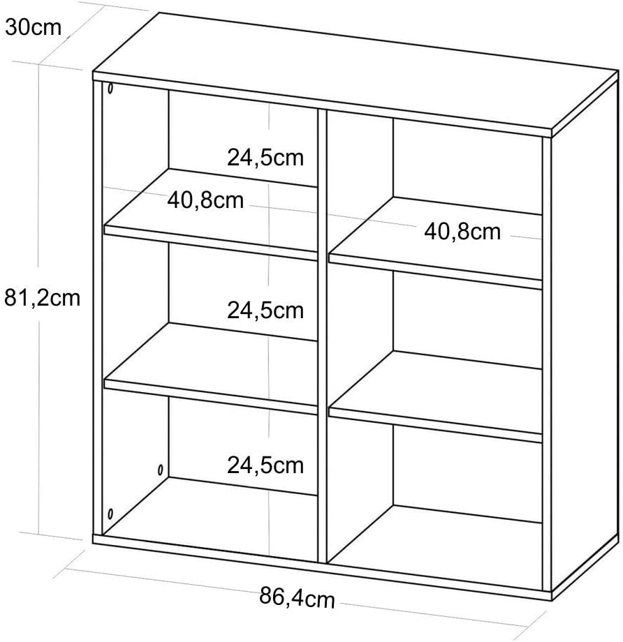 Artany Clean 864X812 Bookcase, White - W 86.4 cm x D 30 H 81.2 cm, 7899805408608, 1