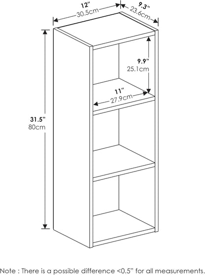 Furinno Pasir 3-Tier No Tool Assembly Open Shelf Bookcase, White
