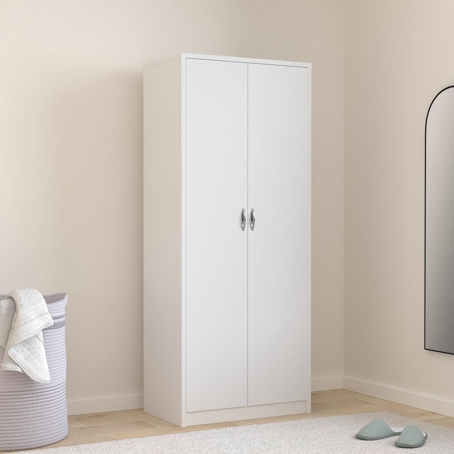 FurniFlex 6-Shelves MDF Wood Wardrobe Cabinet, 74 cm x 180 cm Size, White