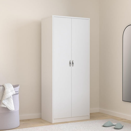 FurniFlex 6-Shelves MDF Wood Wardrobe Cabinet, 74 cm x 180 cm Size, White