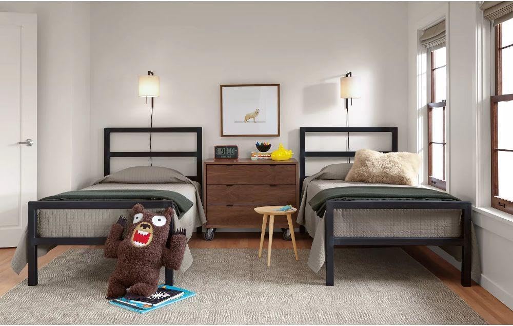 2 Metal Bed - 100 cm - Black - Mall Inclusive - Geometric Design with Modern Touch Perfect for All Spaces"