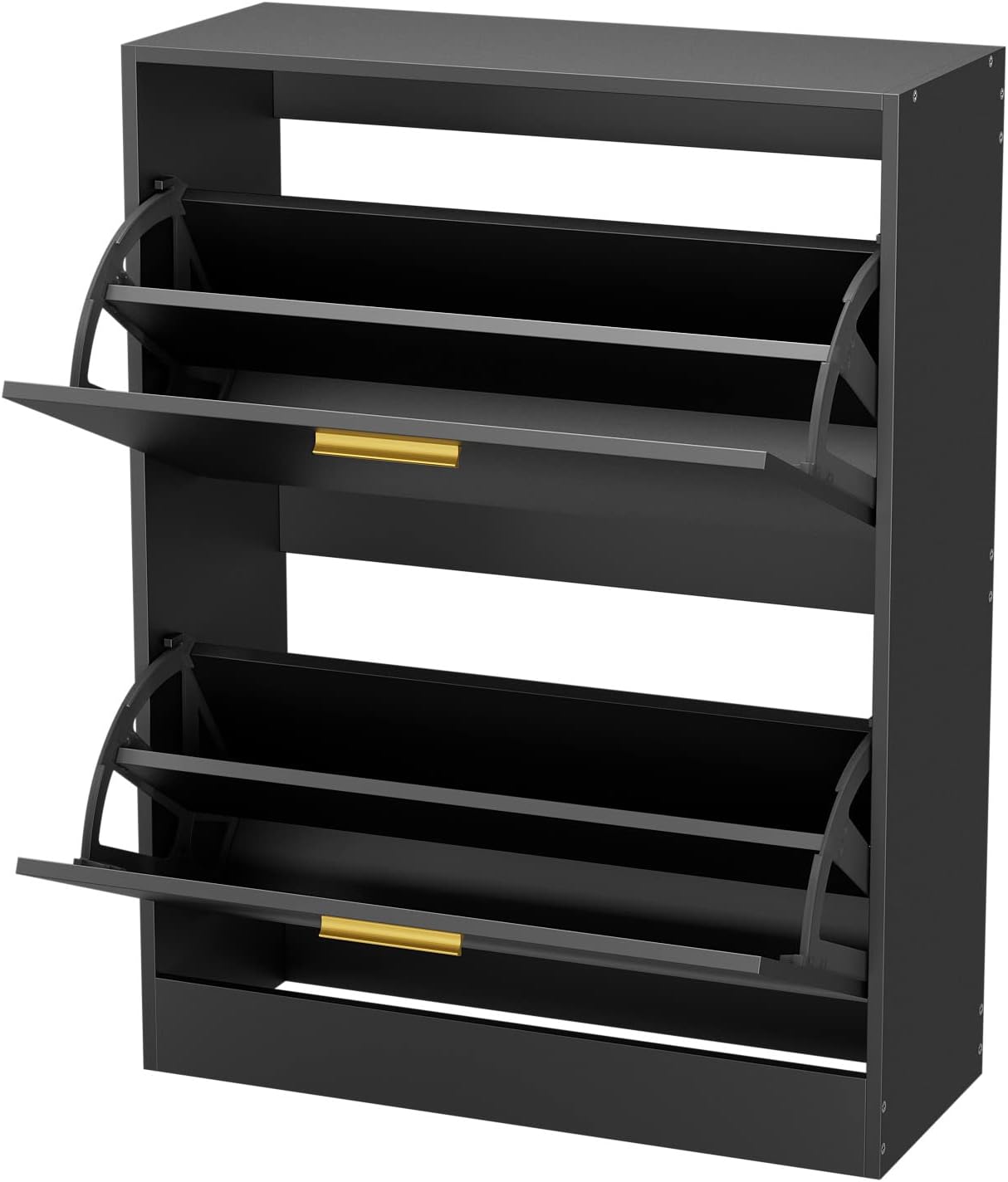 JOZZBY Shoe Cabinet for Entryway, Black Slim Shoe Cabinet with 2 Flip Drawers Narrow Shoe Storage Cabinet 2 Tier Freestanding Shoe Organizer for Entryway, Hallway, Living Room