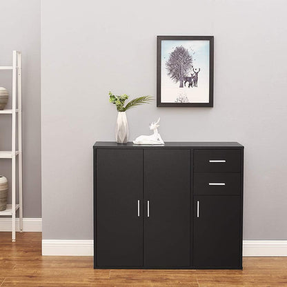 Panana Sideboard Storage Cupboard Cabinet Unit with Doors and Drawers Living Room Bedroom Furniture Black
