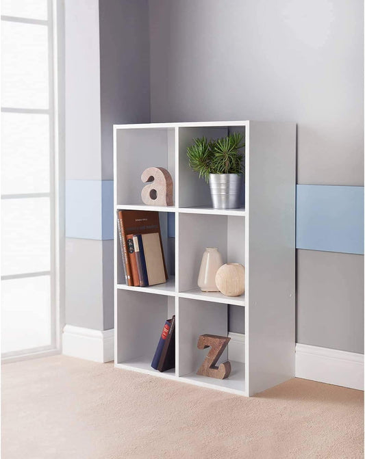Homme Concept â€“ 6 Cube Storage Unit, White Living Room Bookcases and Shelving Unit, Storage Shelves, Kids Bookcases, Free Standing Wooden Bookcase, Storage Organiser, BookShelf for Home Office.