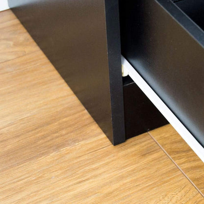 Vida Designs Black Bedside Cabinet, 1 Drawer With Metal Handles and Runners, Unique Anti-Bowing Drawer Support, Riano Bedroom Furniture