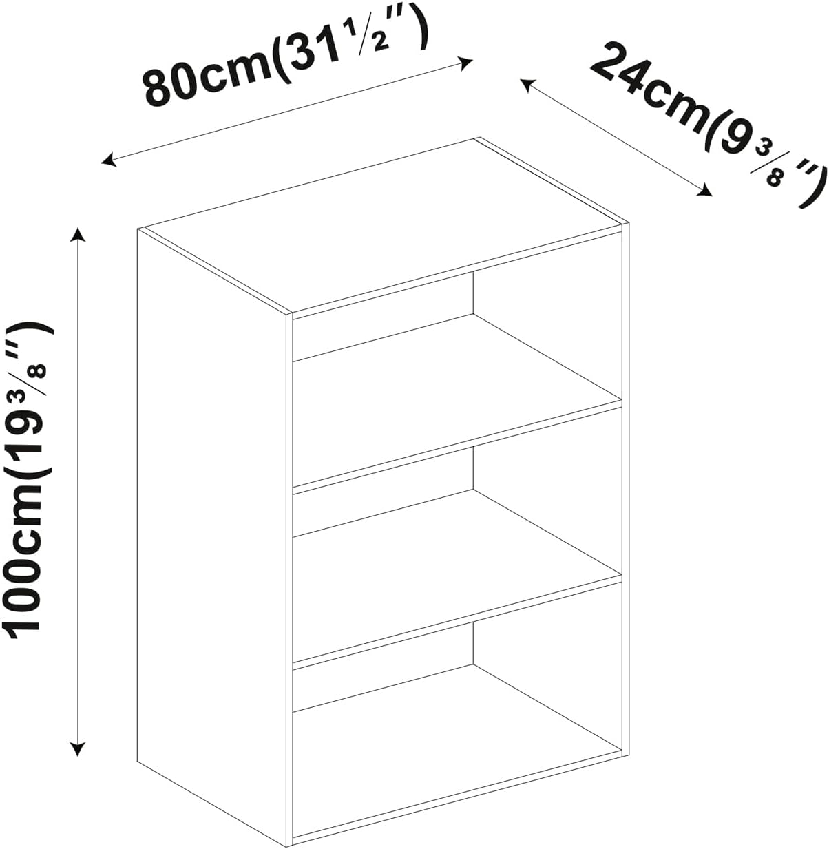 URBNLIVING Wide 3 Shelf Tier Wooden Bookcase Cabinet Storage Shelving Display Shelves Unit