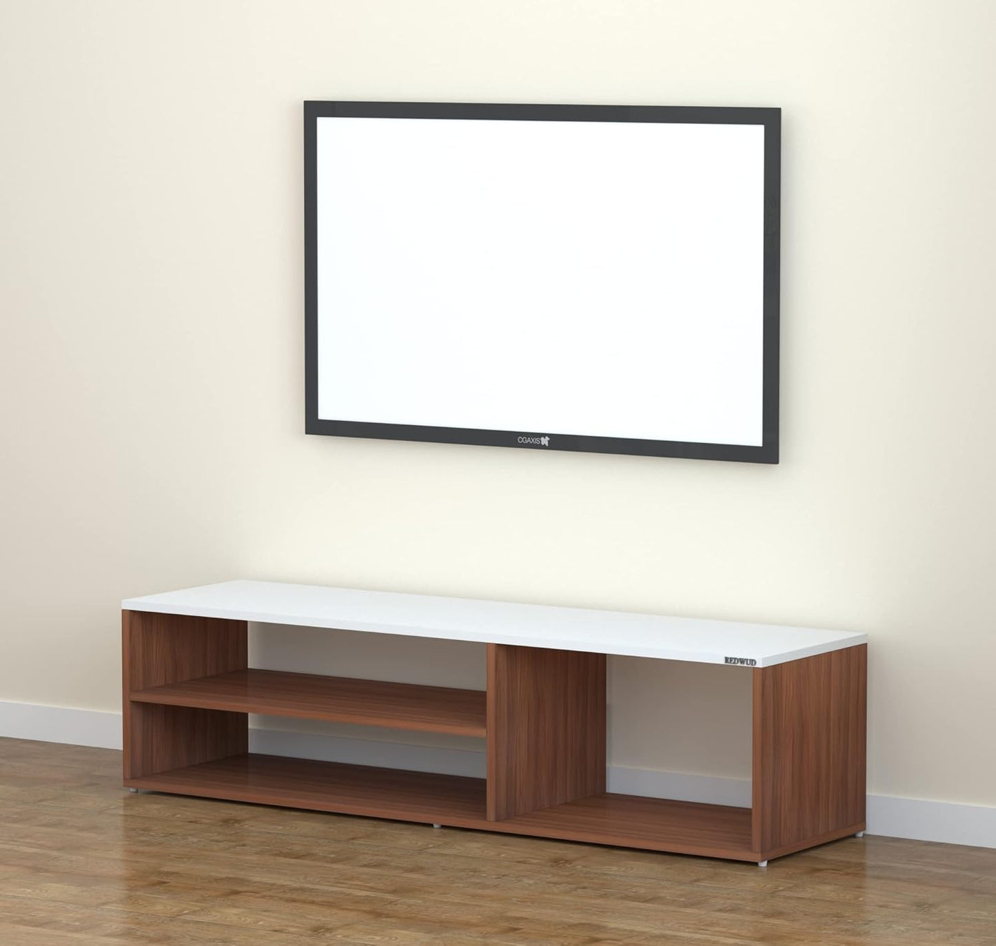Redwud Skyler Engineered Wood TV Entertainment Unit/TV Stand/Display Storage Cabinet Rack (Walnut White) - Ideal for Upto 52" TVs