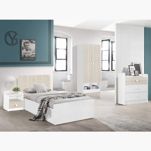 Home Box Vanilla 2-Door Wardrobe, Oak/White - W80 x D40 x H180 cm