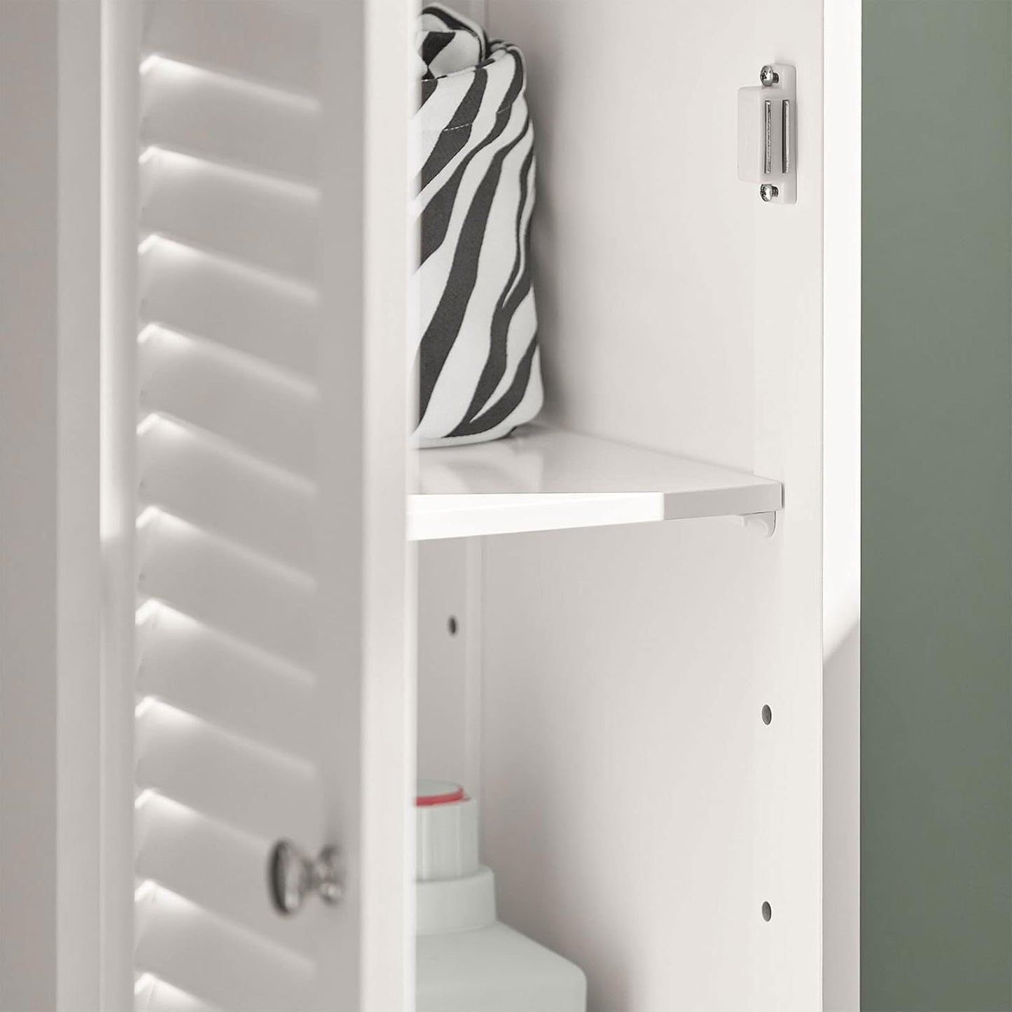 SoBuy FRG236-W,Tall Bathroom Cabinet,Storage Unit with 2 Shutter Doors and 1 Drawer, H170cm
