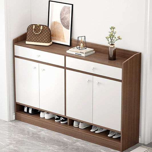 MUMOO BEAR 4 Doors Shoe Storage Cabinet, Wooden Shoe Cabinet, Entry Door Shoes Organizer, Home Entryway Storage Cabinet, for Hallway Bedroom Living Room Balcony, B108 (Brown)