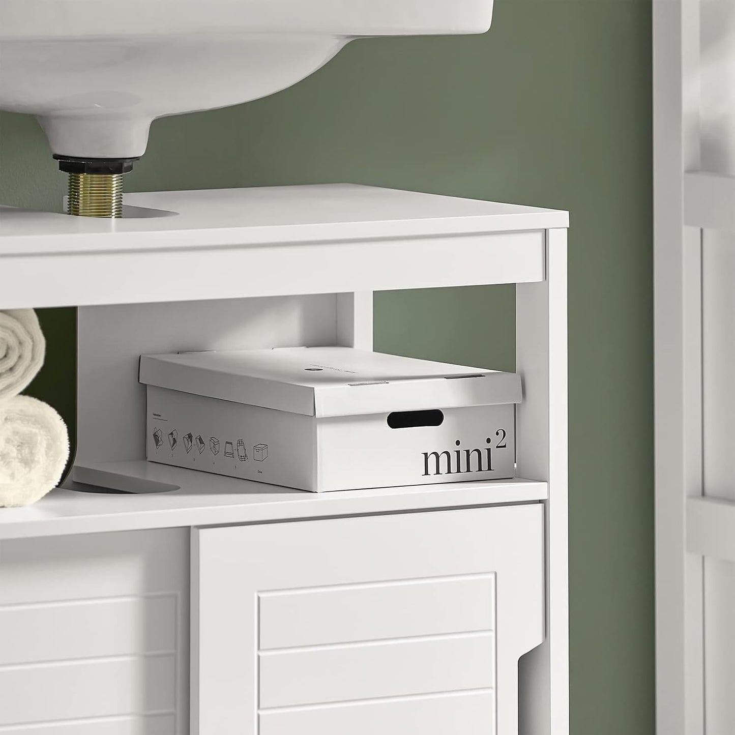 FurniFlex Vanity Unit Bathroom Cabinet with Foot Padding, White