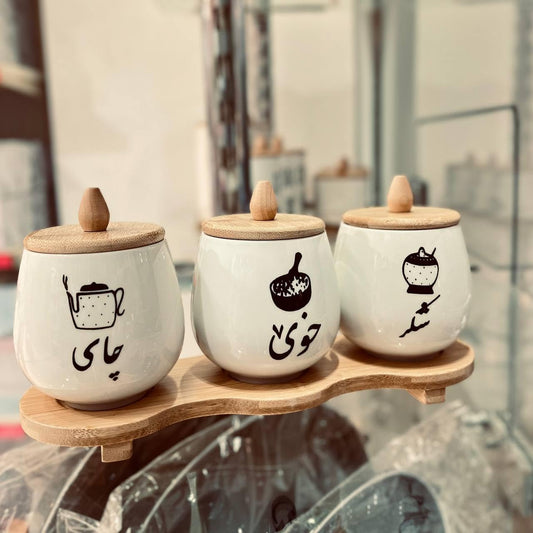 Coffee Corner Set Oval 3 * 1 (Sugar - Khoy - Jay) Code K