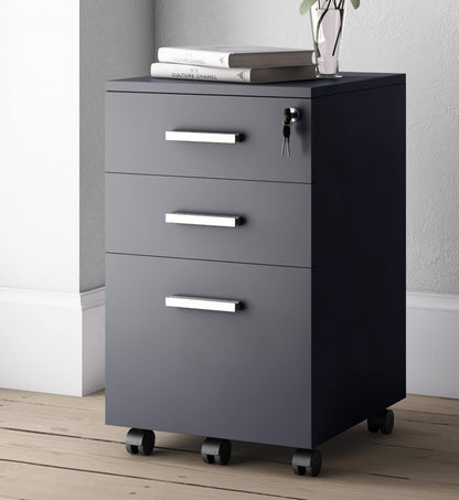FurniFlex File Cabinet with Lock, 26-Inch Size, Black/Black