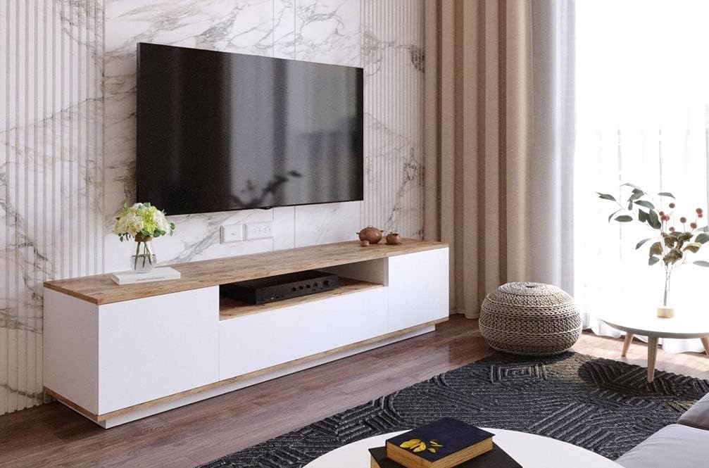 Ifurniture Multi TV Unit Table (White and Beige, 2725618472824)