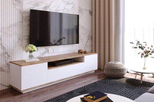 Ifurniture Multi TV Unit Table (White and Beige, 2725618472824)