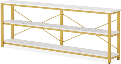 Tribesigns 71" Sofa Tables,Extra Long Couch Table, Narrow Long Console Table, Entryway Table,Sofa Table with 3 Tiers Storage Shelves