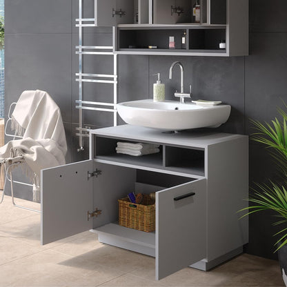 Vicco Beatrice Vanity Unit Modern 80 x 64 cm Bathroom Cabinet Bathroom Cabinet Bathroom Furniture Cupboard Door Cupboard Compartment (Grey-Anthracite)