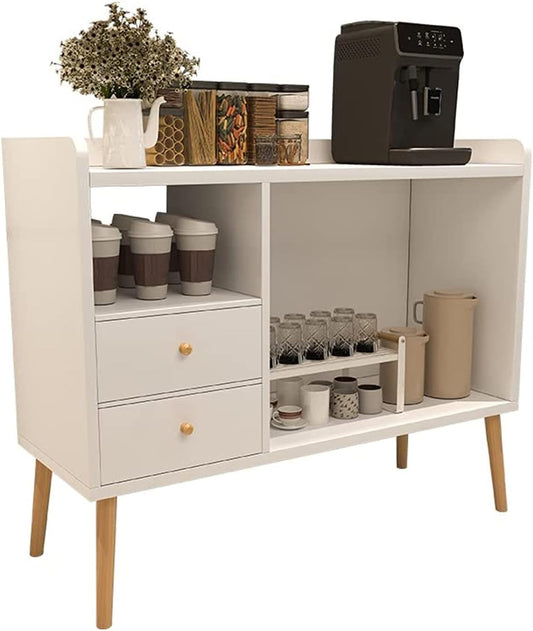 Woodx Coffee Corner Cabinet with Storage, Modern Sideboard Buffet Storage Cabinet with drawer, White Accent Table Console Cabinet for Home
