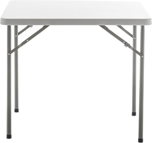 BTEXPERT White 34" Square Granite Plastic Folding Table Portable for Card Board Games Nights Gatherings Party Home Indoor Outdoor Lightweight, One