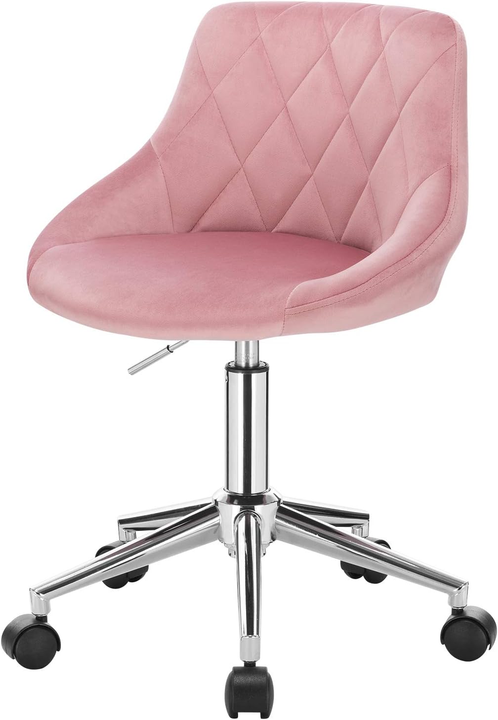EUGAD 1 x 0033BGY Office Chair Swivel and Adjustable Velvet Office Chair with Wheels Pink