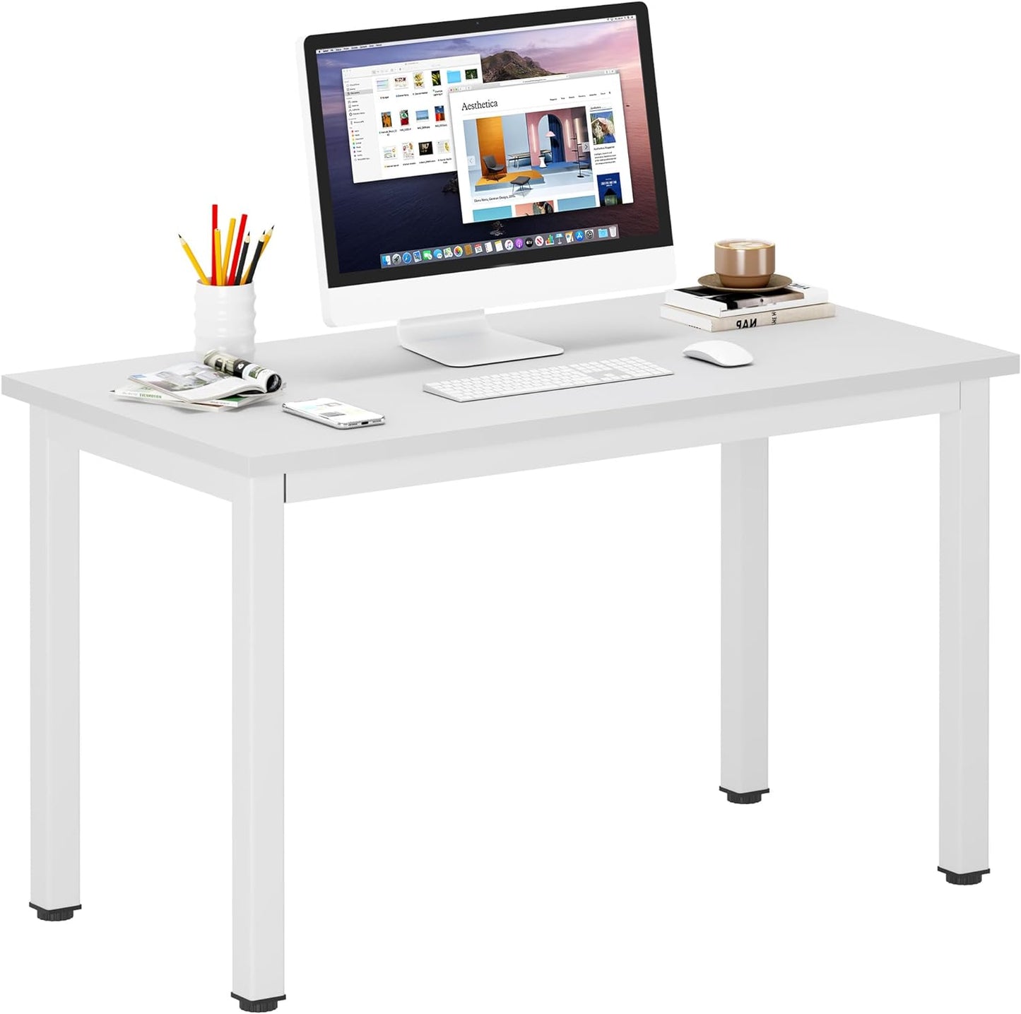 DlandHome 39 inches Small Computer Desk for Home Office Activity Table Writing Table for Small Spaces Study Table Student Laptop Desk White DND-AC3DW-100