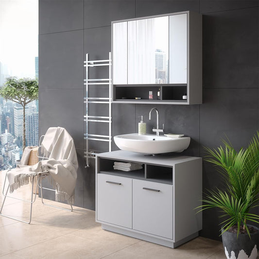 Vicco Beatrice Vanity Unit Modern 80 x 64 cm Bathroom Cabinet Bathroom Cabinet Bathroom Furniture Cupboard Door Cupboard Compartment (Grey-Anthracite)