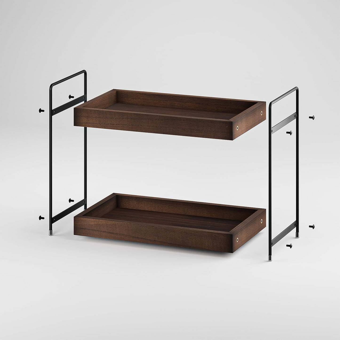 Standregal, Abnehmbar Badezimmer Arbeitsplatte mit 2 Etagen Moderne Unterschrankregal Praktischer KÃ¼chen GewÃ¼rzregal aus Holz fÃ¼r aufbewahrung Organizer Vanity Tray Kosmetik Make-up Lagerung