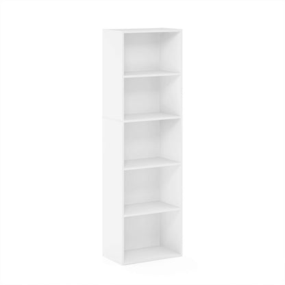 Furinno Luder 5-Tier Reversible Color Open Shelf Bookcase, White