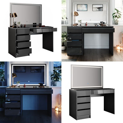 Vicco Sherry Dressing Table Black 120cm with LED Mirror