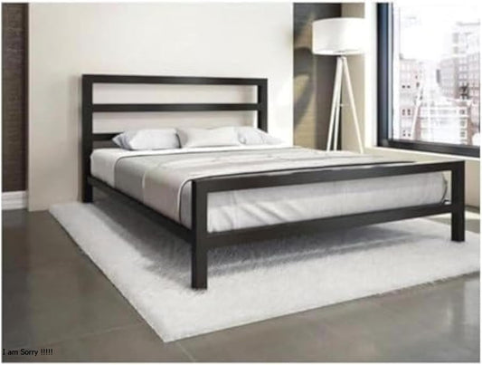 FurniFlex Metal Bed, 160 cm Size, Black