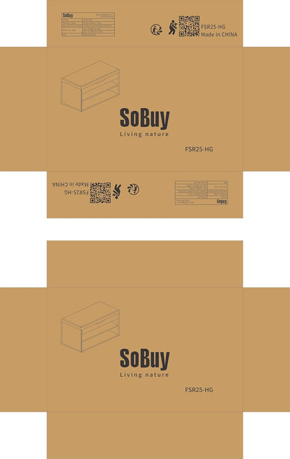SoBuy FSR25-HG Shoe Bench with Seat, Shoe Rack, Shoe Cabinet, Shoe Chest, Light Grey, W x H x D x H x D approx. 60 x 43 x 30 cm