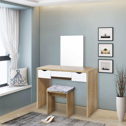 ZPDD Makeup Table with Mirror 3 Drawers Dressing Table with Stool Cosmetic Cabinet Vanity Table for Bedroom Furniture Dressers (Color : A)
