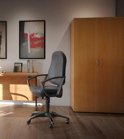 FurniFlex Tall Office Beech Cupboard, 180 cm Size
