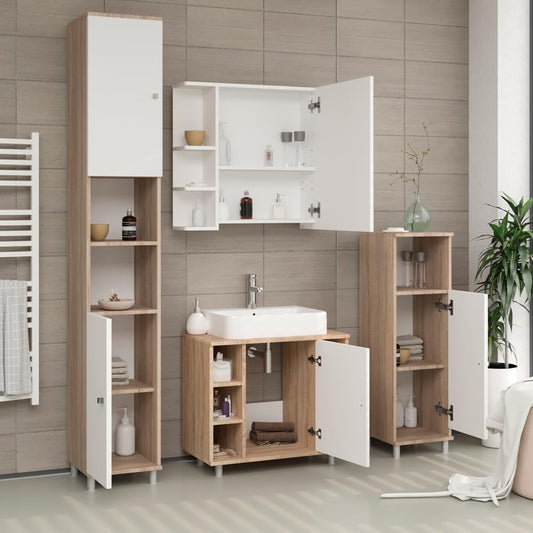 Vicco Fynn Vanity Unit Bathroom Cabinet Vanity Unit Bathroom Furniture (Sonoma/White)