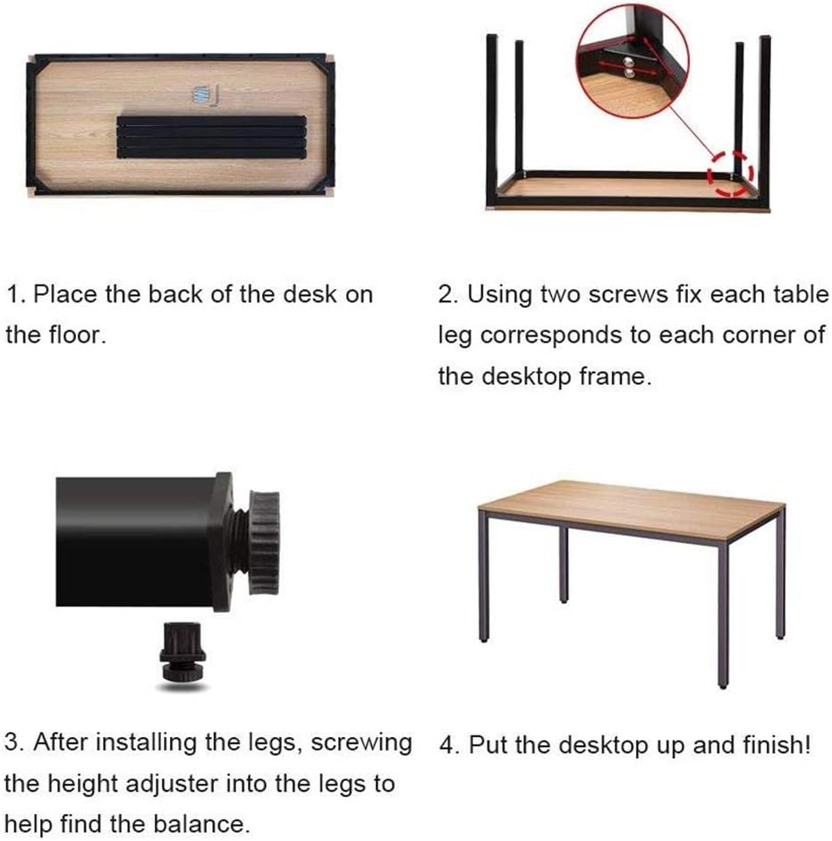 sogesfurniture Computer Desk Office Study Writing Desk Computer PC Laptop Table Workstation Dining Gaming Table for Home Office, 120x60x75cm, Teak&Black AC3TB-120-SF