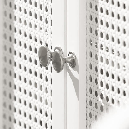 SoBuy BZR35-W Vanity Unit with Grid Look Doors, Bathroom Cabinet, White W x H x D: 50 x 60 x 33 cm
