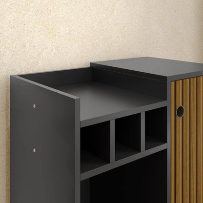 Lojas RPM Nala Retro Sideboard with Cellar 1 Door - Black/ripped Nature - Furniture
