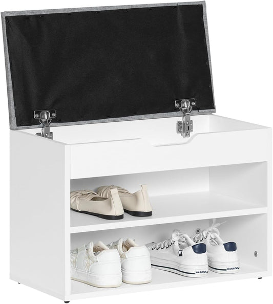 SoBuy FSR25-HG Shoe Bench with Seat, Shoe Rack, Shoe Cabinet, Shoe Chest, Light Grey, W x H x D x H x D approx. 60 x 43 x 30 cm