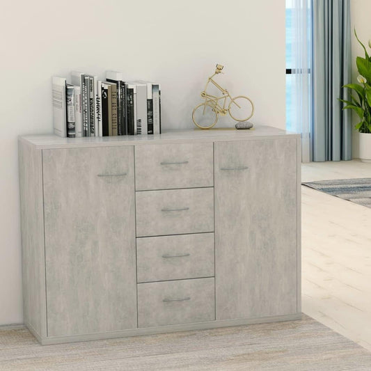 vidaXL Sideboard Storage Cabinet Home Interior Decor Living Room Bedroom Shelf Stand Furniture Organiser Buffet Server Concrete Grey Chipboard