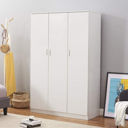 Wooden 3 Doors Wardrobes with Hanging Rail and Storage Shelves Modern Large Clothes Cupboards Unit for Bedroom Furniture