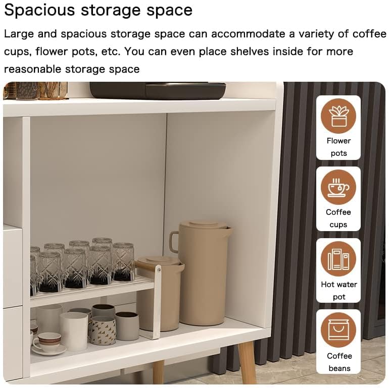 Woodx Coffee Corner Cabinet with Storage, Modern Sideboard Buffet Storage Cabinet with drawer, White Accent Table Console Cabinet for Home