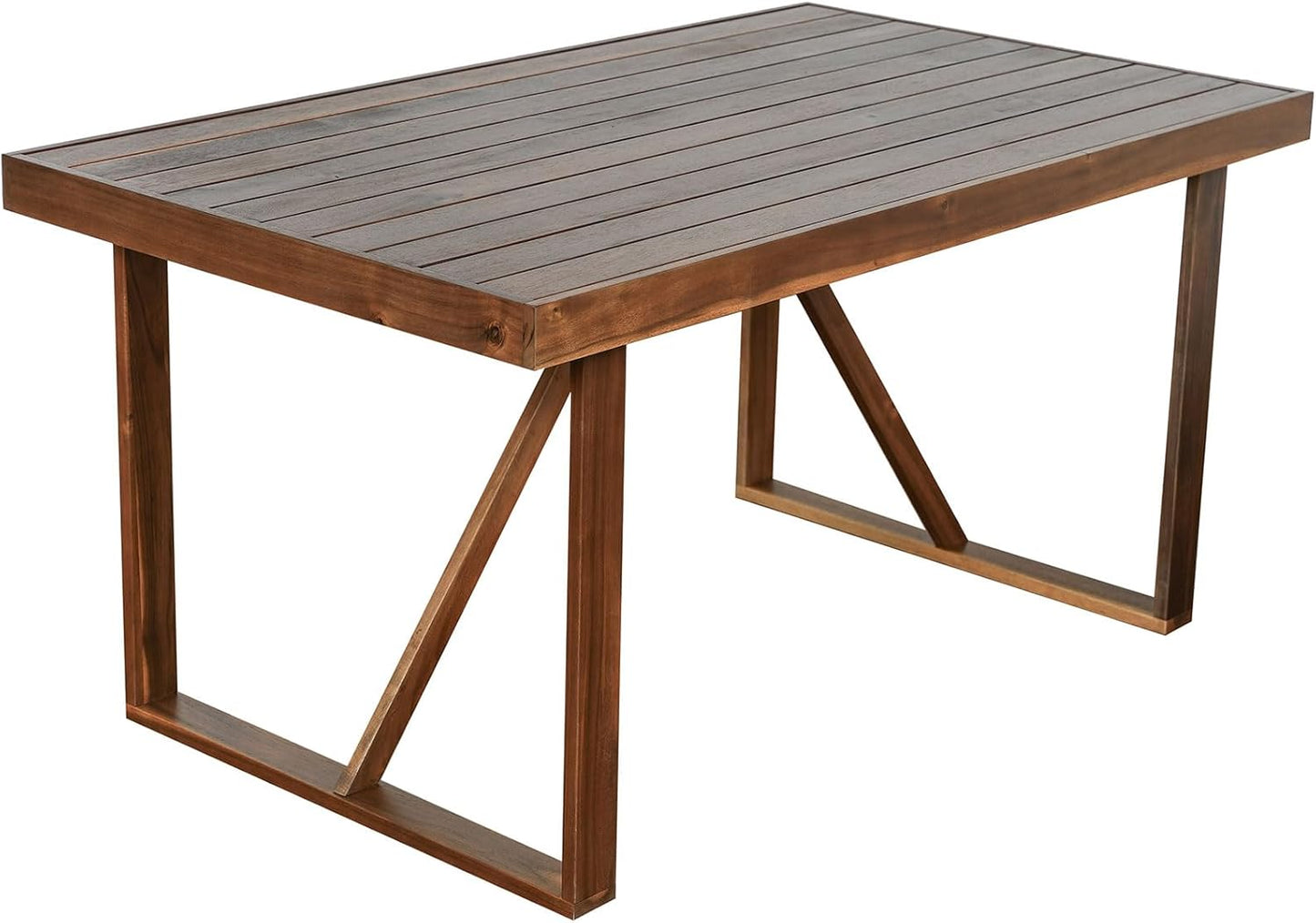 EOVTK 6-Piece Patio Wooden Dining Set with 59.8'' Rectangular Table, 4 Chair & Bench, Outdoor Conversation Furniture for Balcony, Vourtyard and Garden, Brown