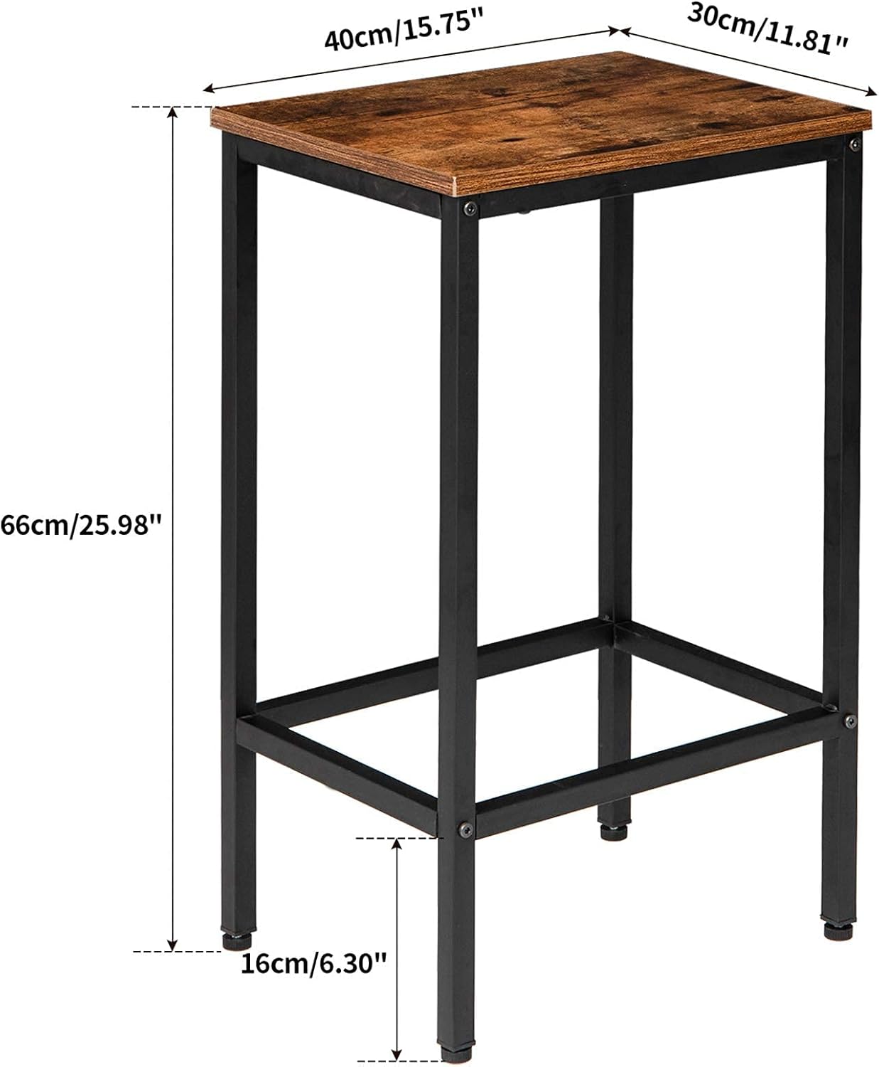 IBUYKE Bar Stool Set of 2, Tall Kitchen Counter Breakfast Bar Stools, Bar Chairs with Footrest, for Home Pub Bar Table, Living Room, Lounge, Industrial Style, Rustic Brown and Black TMJ051H