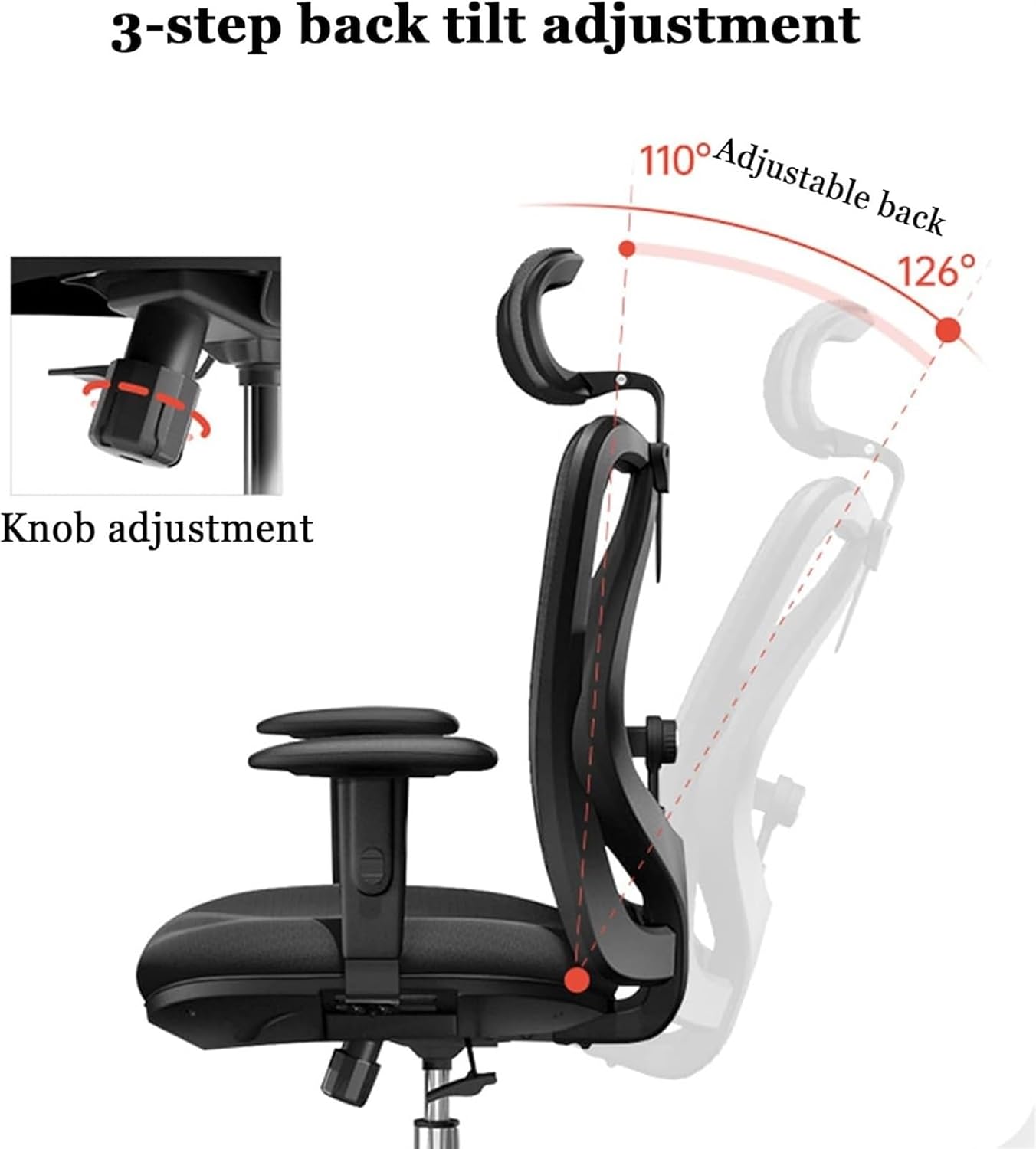 SoOSSN Office Chair,Adjustable Height Ergonomic High Back Desk Chair with Lumbar Support & Comfortable Headrest