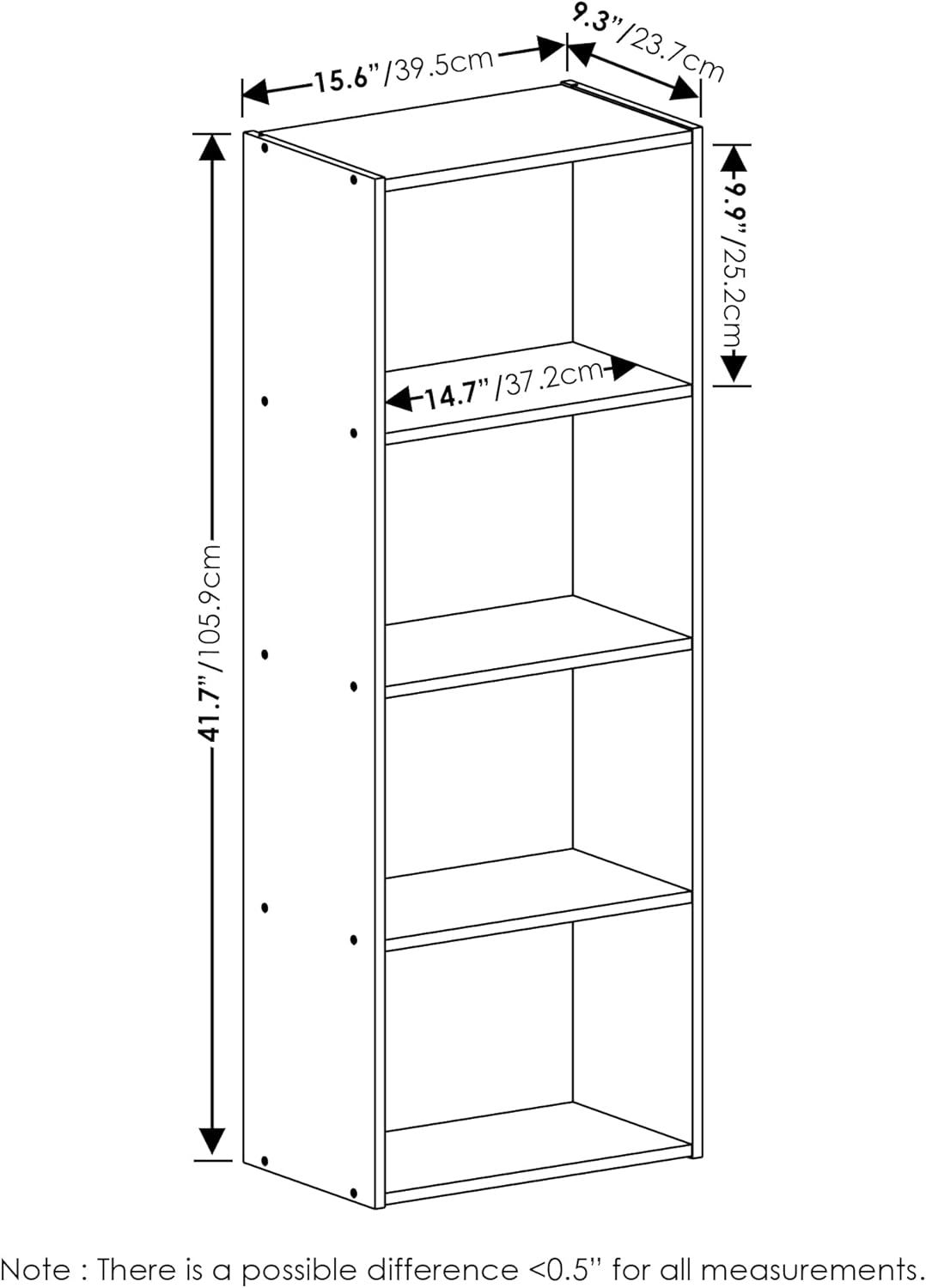 Furinno Luder Bookcase/Book/Storage, 4-Tier, White